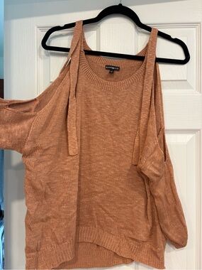 Express Cold-Shoulder Knit Sweater in Terracotta
